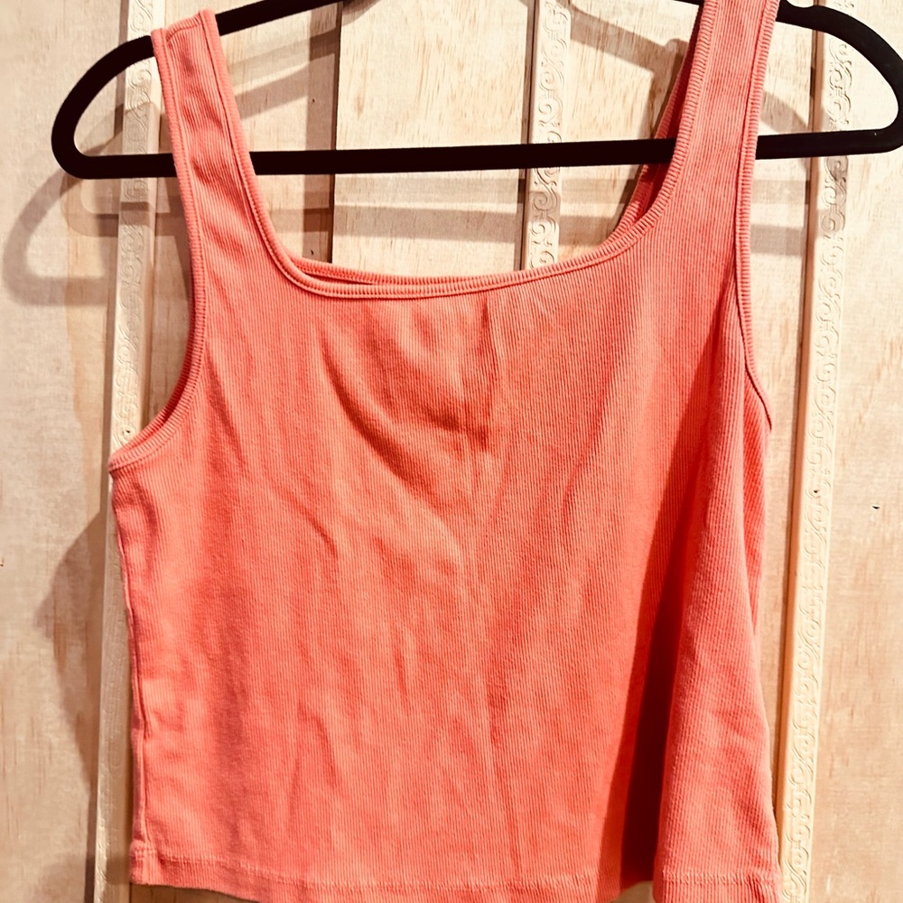 Old Navy Ribbed Tank Top XL Coral Sleeveless Stretch Basic Summer
